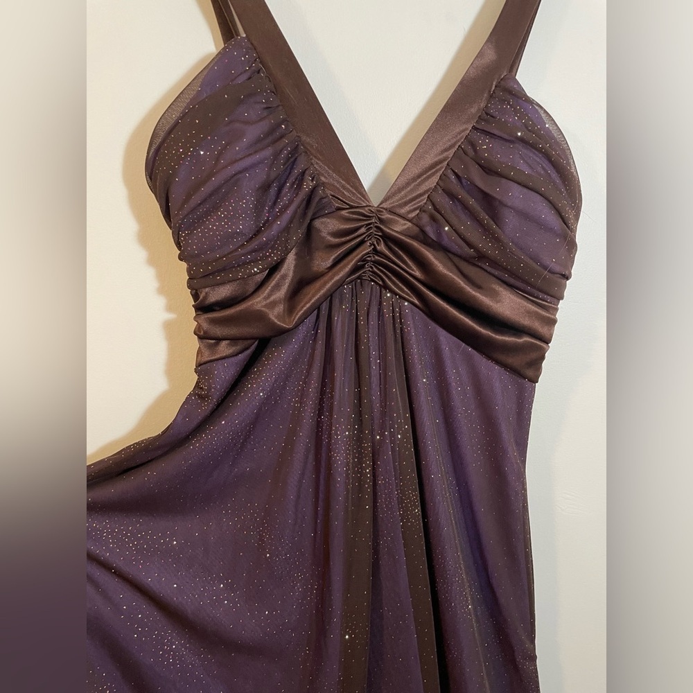 VTG Y2K City Triangles High Low V Neck Sparkle Dress Sz Medium Evening Cocktail - Picture 5 of 9